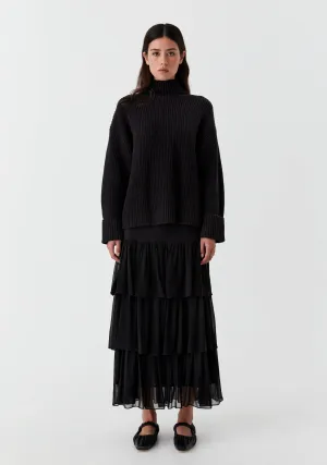 Niko High Neck Knit Pullover_Black
