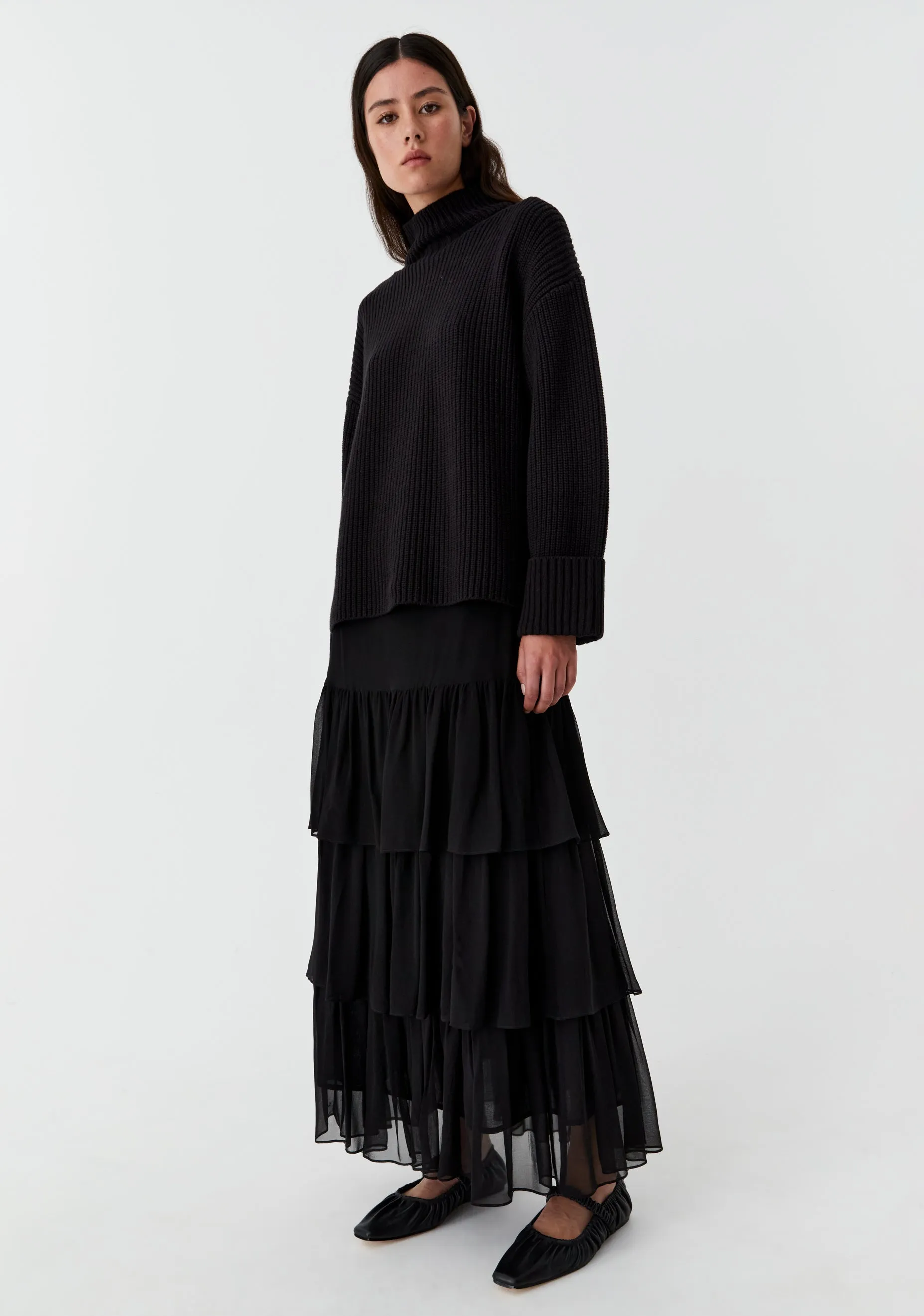 Niko High Neck Knit Pullover_Black