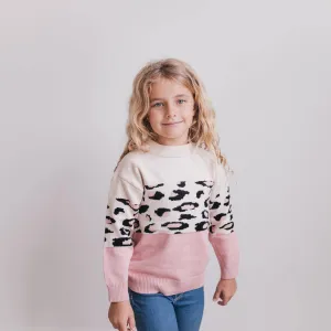 OOP Pink Cream Leopard Crew Neck Sweater