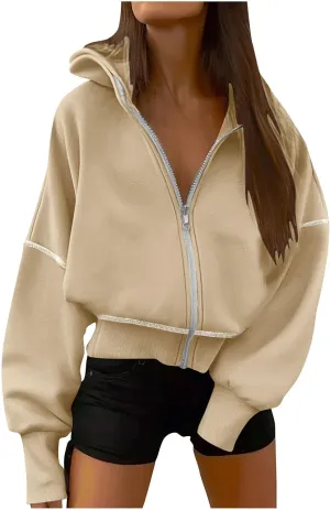 Oversized Hoodies For Women Loose Fit Full Zip Oversized Jacket Lightweight Baggy Casual Trendy Pullover Sweatshirt