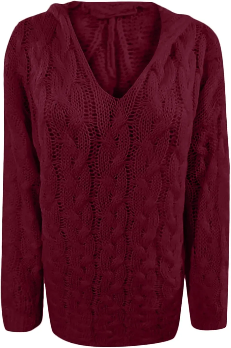 Oversized Sweater for Women, Plus Size Fashion Solid Cable Knit Sweater Hoodie Casual Crewneck Long Sleeve Shirt Top