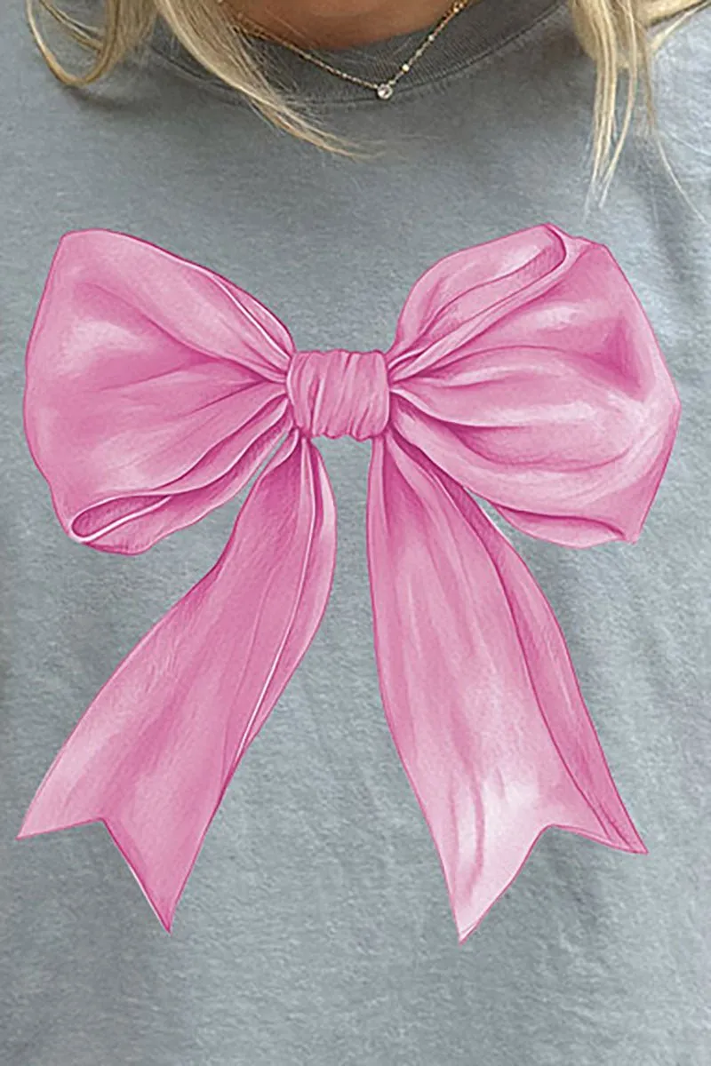 Pink Watercolor Bow Comfort Colors Adult Ring-Spun Cotton Tee