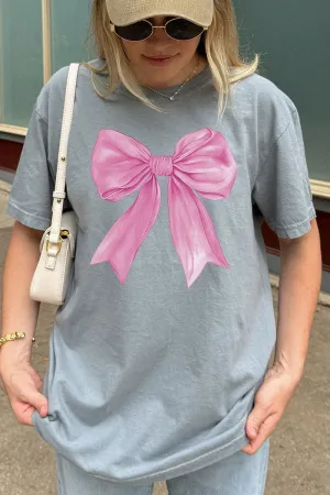 Pink Watercolor Bow Comfort Colors Adult Ring-Spun Cotton Tee