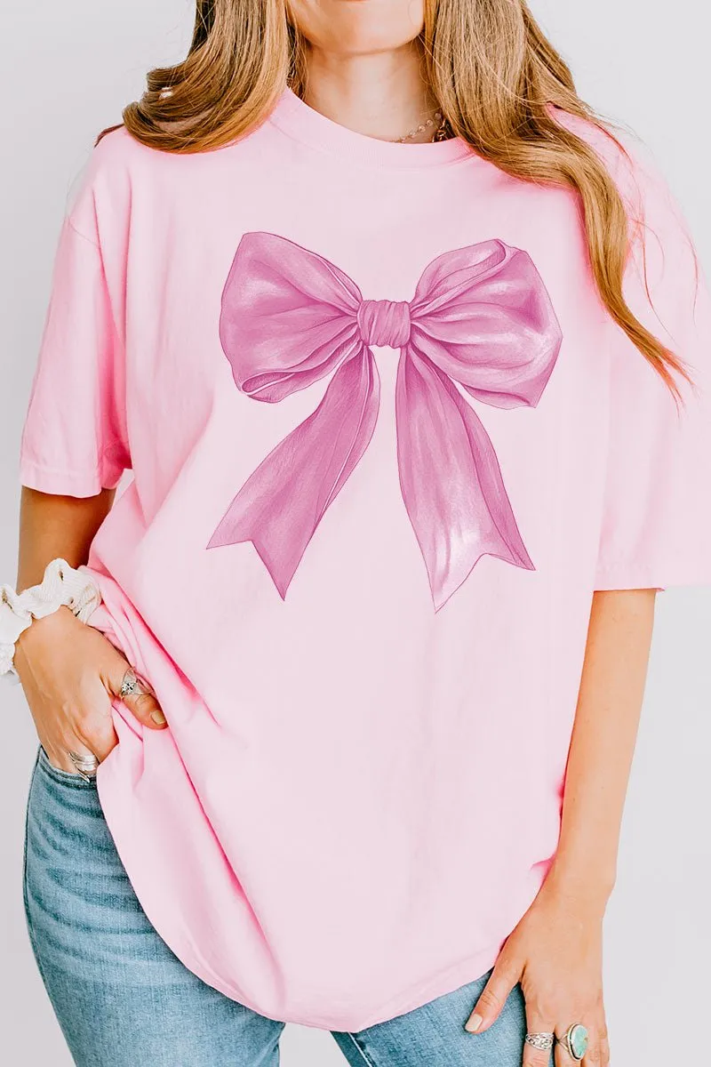 Pink Watercolor Bow Comfort Colors Adult Ring-Spun Cotton Tee