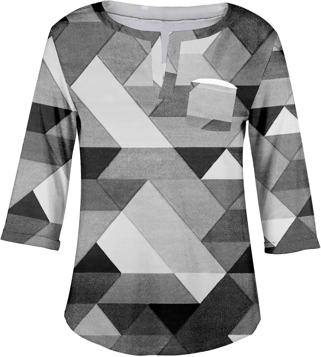 Plus Size Tops for Women Dressy Casual 3/4 Length Sleeve V Neck Shirts Comfy Gradient Loose Fit Fall Fashion Clothes