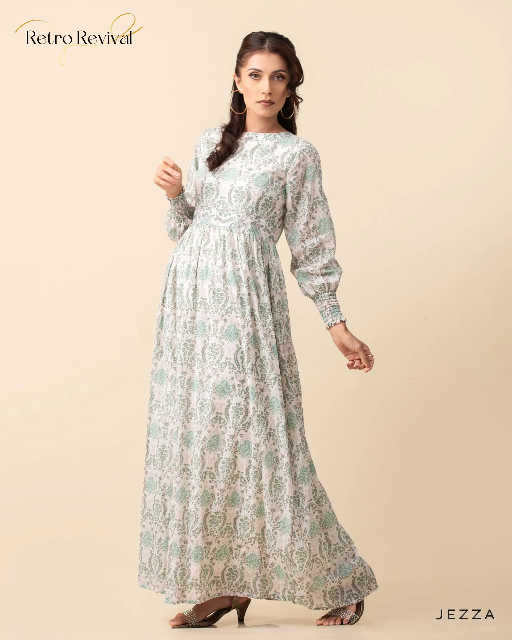 Printed Poly Cotton Maxi Dress 58391