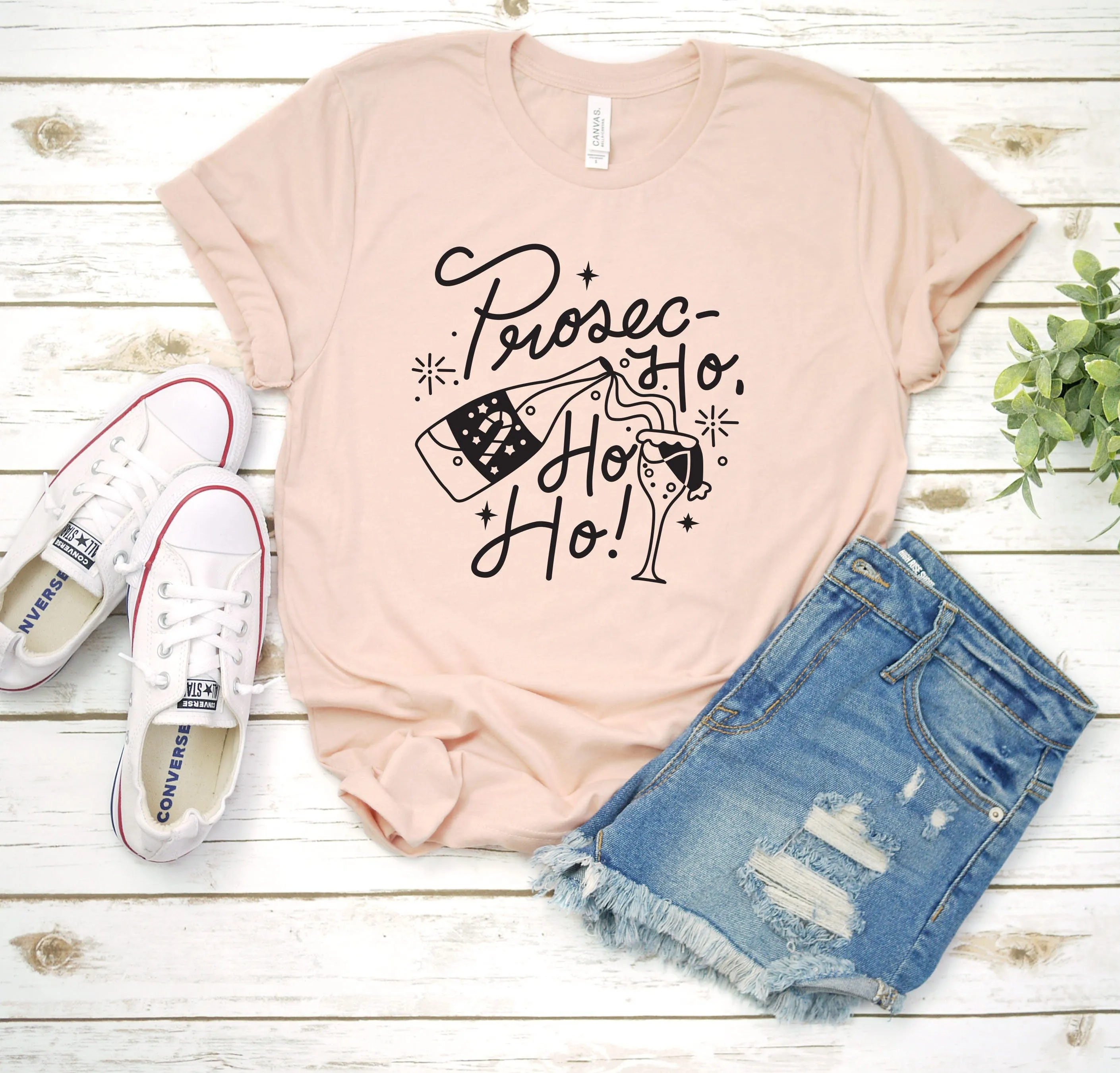 Prosec Ho Ho Ho Christmas T Shirt - Funny Wine Lover Gift Shirt - Christmas Party Couple Shirts - Prosecco Drinker Shirt