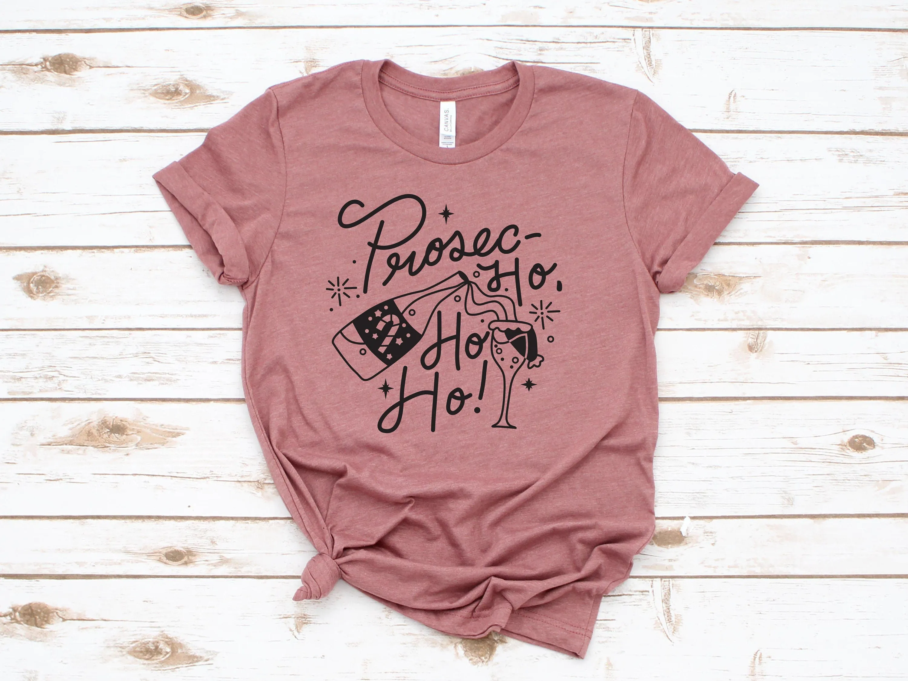 Prosec Ho Ho Ho Christmas T Shirt - Funny Wine Lover Gift Shirt - Christmas Party Couple Shirts - Prosecco Drinker Shirt