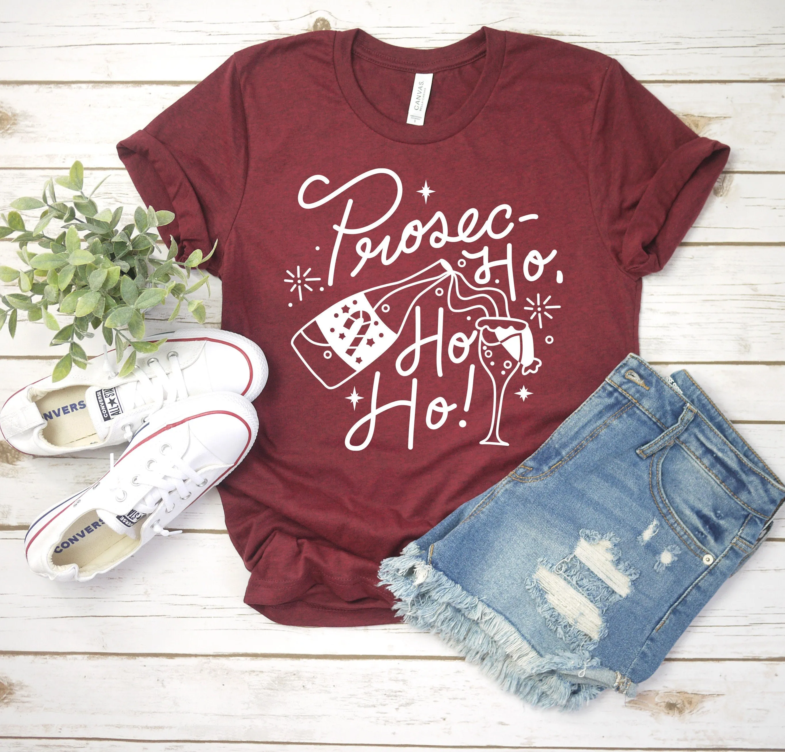 Prosec Ho Ho Ho Christmas T Shirt - Funny Wine Lover Gift Shirt - Christmas Party Couple Shirts - Prosecco Drinker Shirt