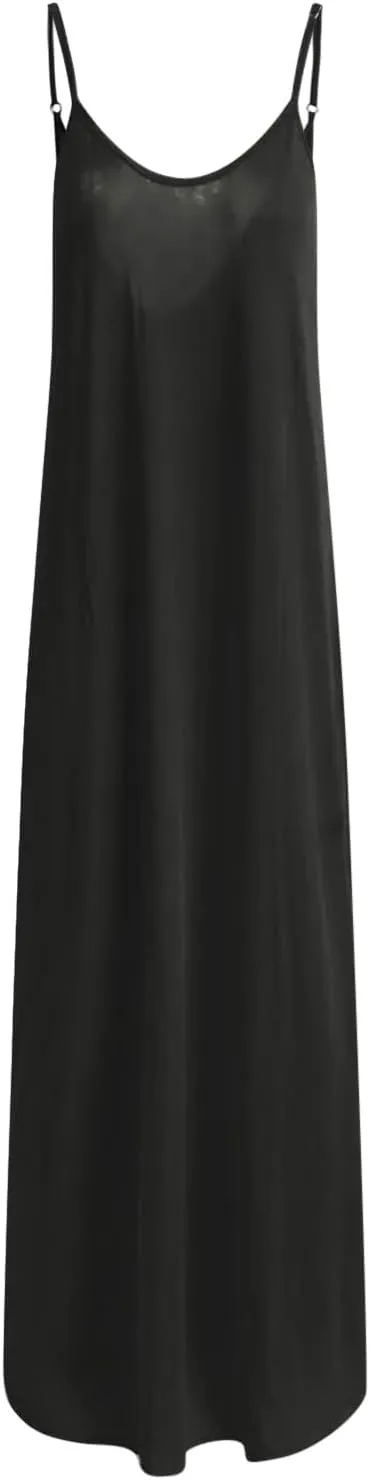 PTOLOCIF Womens Solid Round Neck Long Sleeved Patchwork Long Skirt is Fashionable and Plus Size Dress Blouses for Women