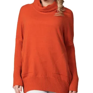 Rain   Rose Cowl Neck Sweater Orange