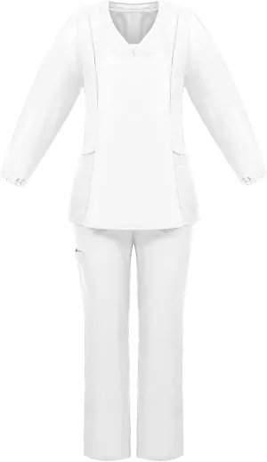Scrubs for Women Set Summer Long Sleeve Nursing Uniform with Pocket Two Piece Stretch V Neck Holiday Tee Shirt Tunics