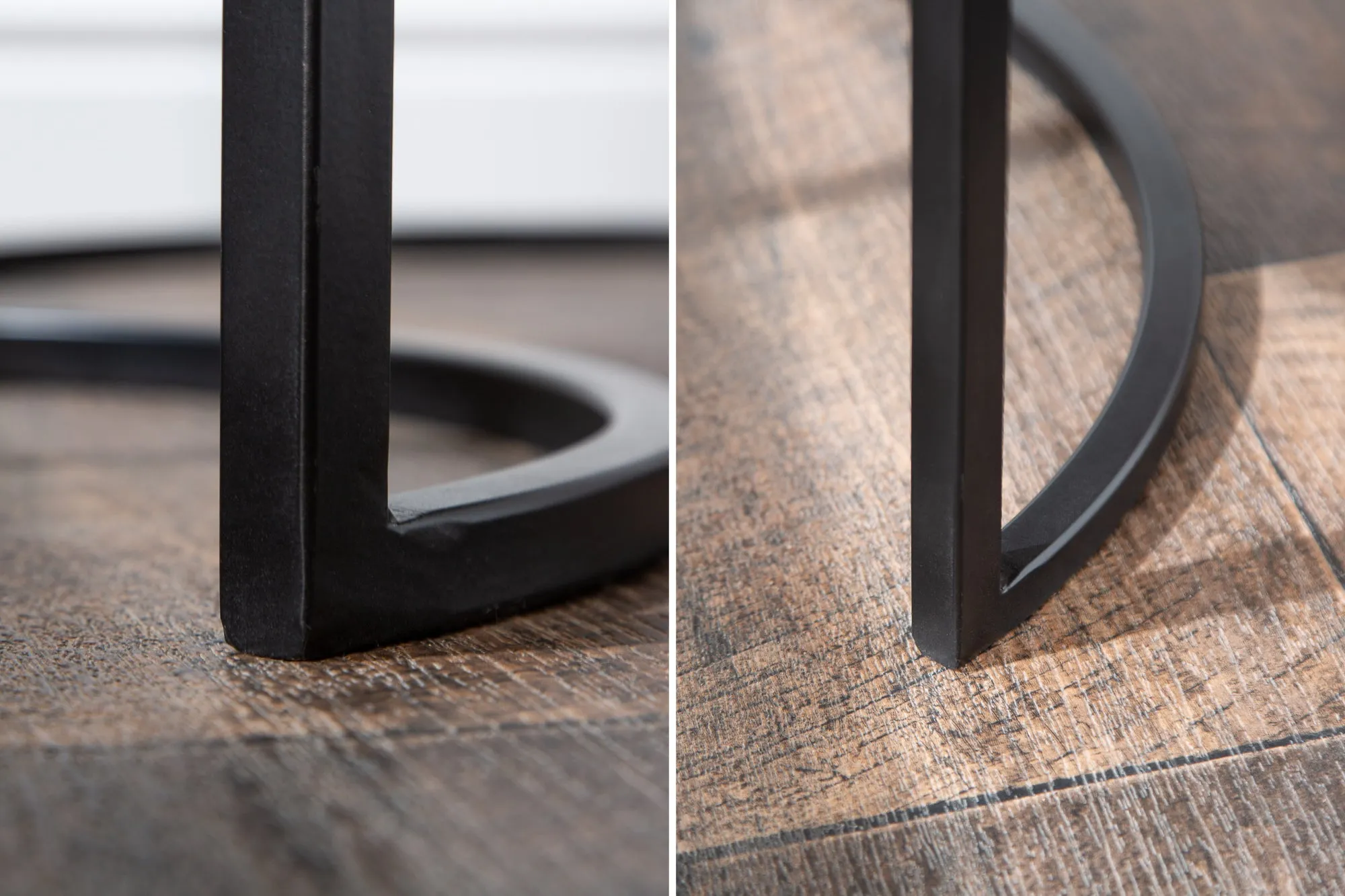 Set Of 2 Round Side Tables Elements 38cm/45cm Mango Wood Natural