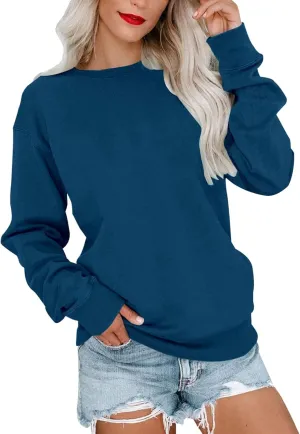 SHAOBGE Womens Fall Crewneck Sweatshirt Light Weight Casual Long Sleeve Oversized Sweatshirt Cute Pullover Fit Hoodies Tops