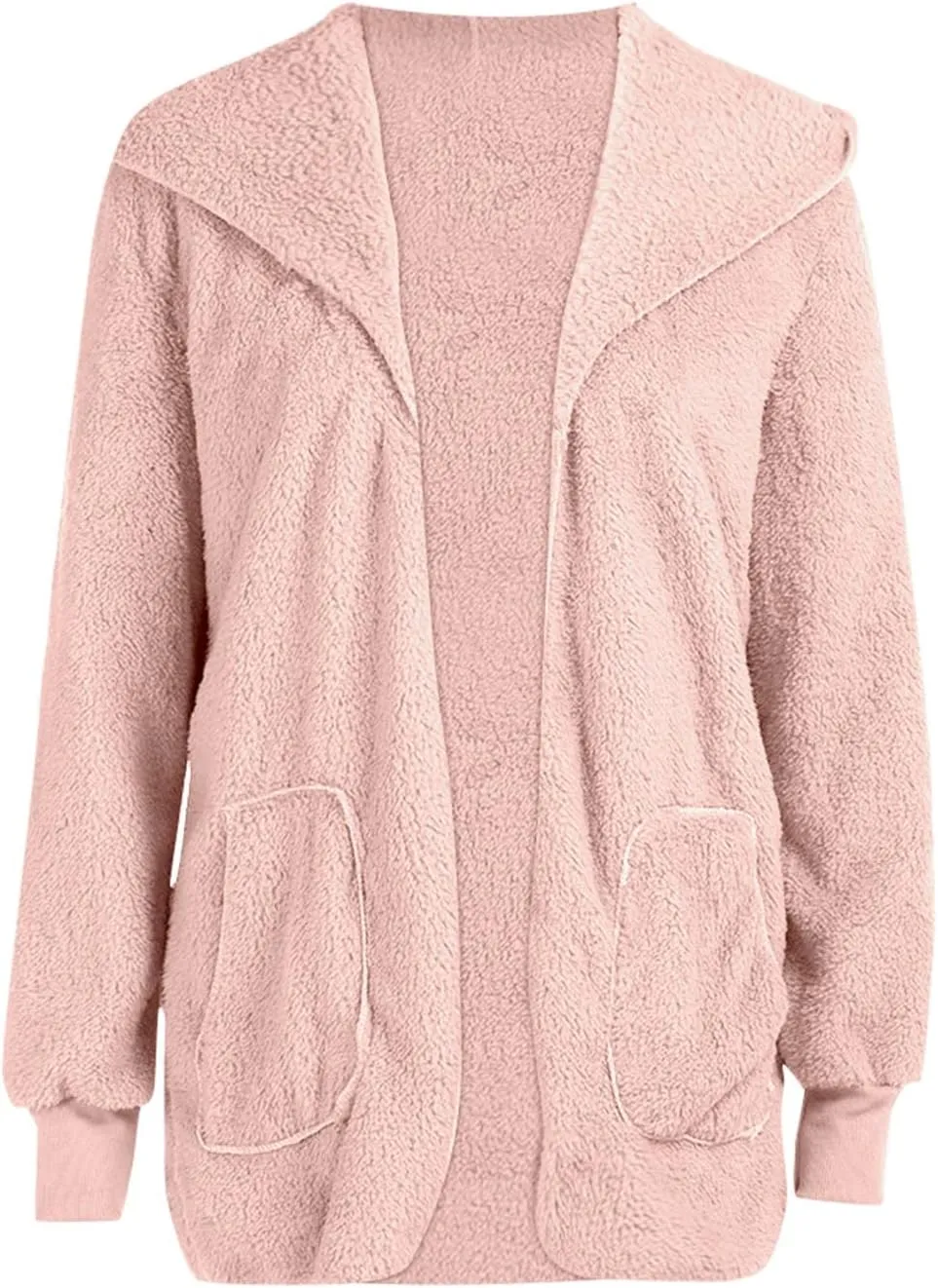 Sherpa Fleece Jacket Women Fuzzy Oversized Open Front Hooded Cardigan Soft Fluffy Sweaters Winter Coats with Pockets