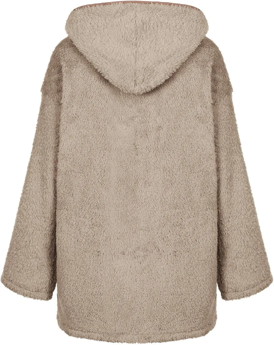 Sherpa Jacket Women Fuzzy Fleece Oversized Open Front Hooded Cardigan Soft Cozy Fluffy Sweater Jacket with Pockets
