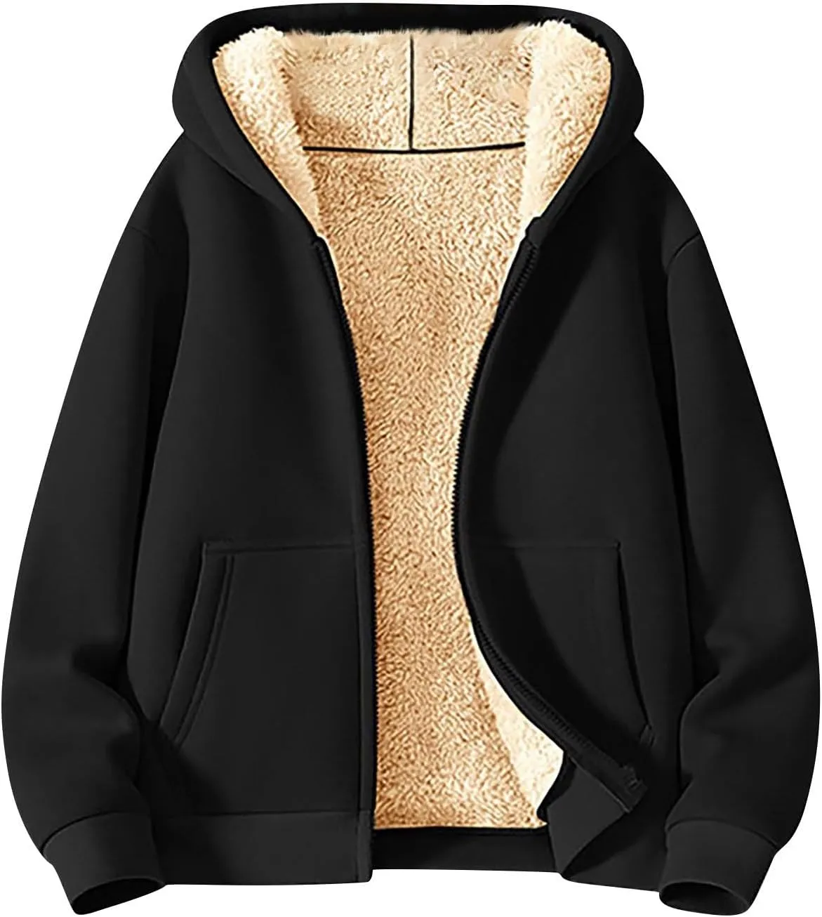 Sherpa Lined Jacket Women,2024 Trendy Zip Up Hoodies Thick Thermal Fleece Sweatshirt Jacket Winter Coat With Pockets