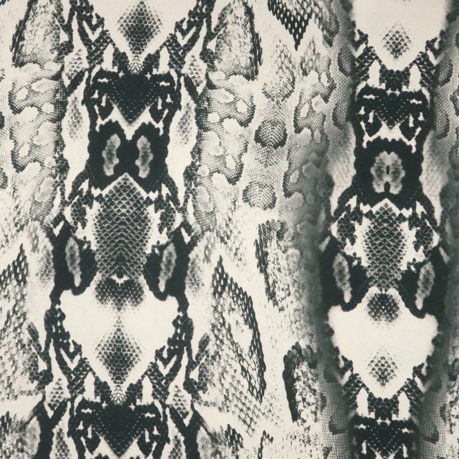 Silver and Black Snake Skin Print Stretch Printed Satin Silk Fabric