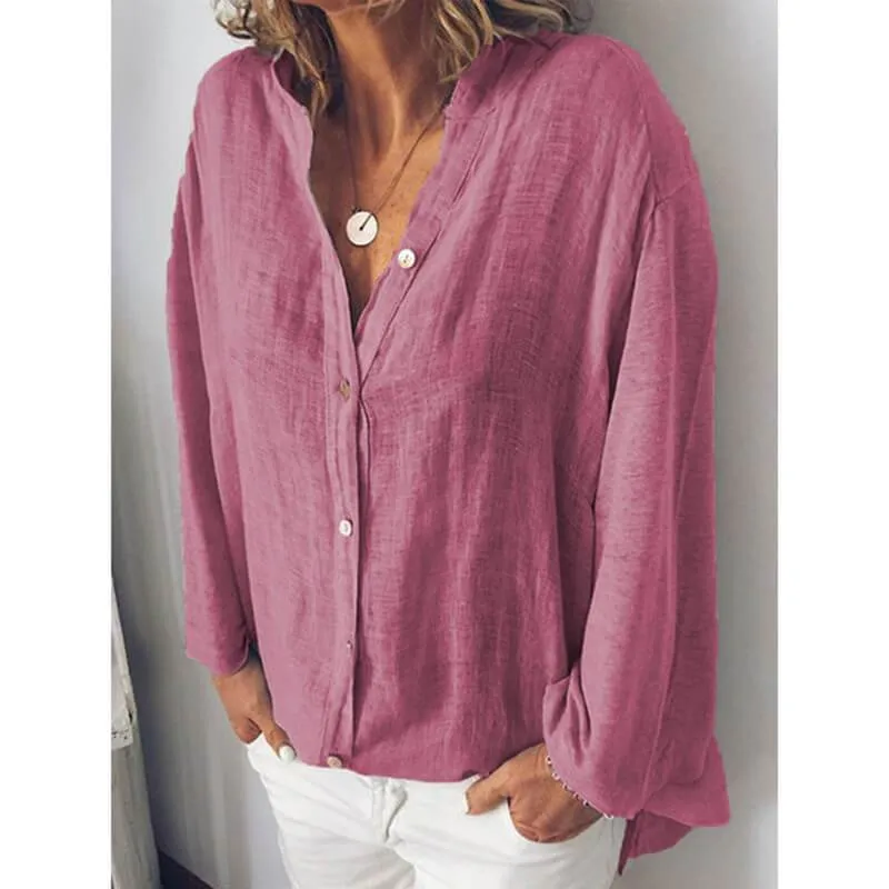 Simple V-neck Loose Shirt