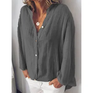 Simple V-neck Loose Shirt