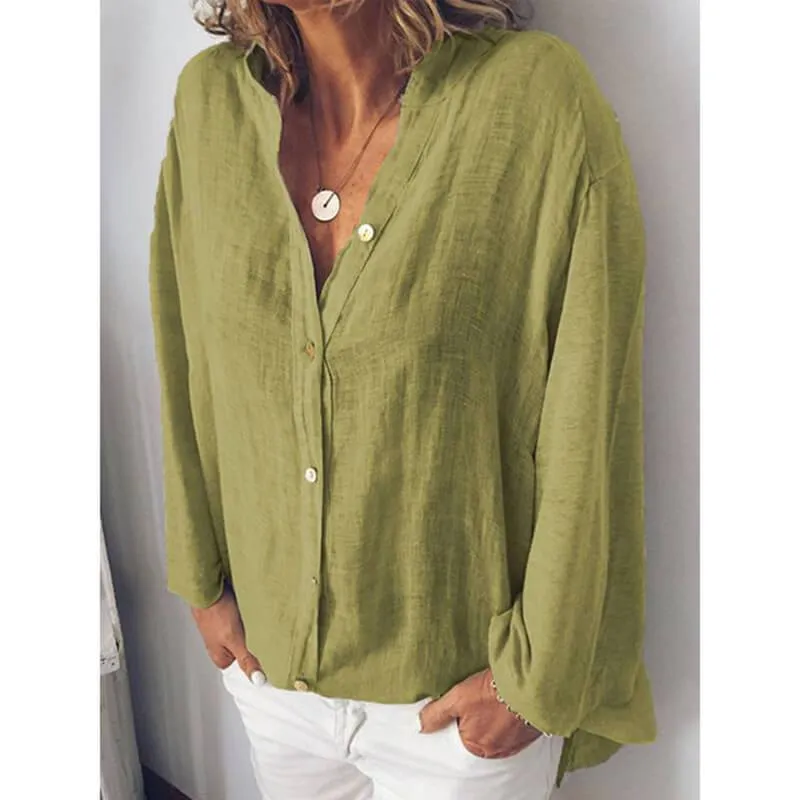 Simple V-neck Loose Shirt