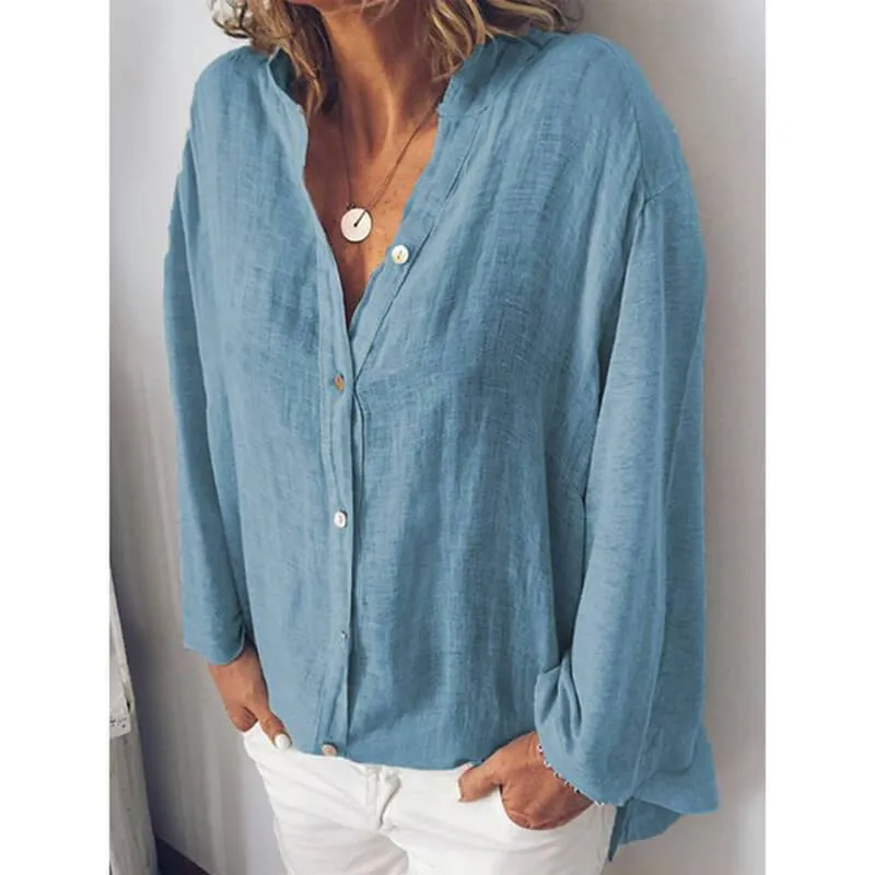Simple V-neck Loose Shirt