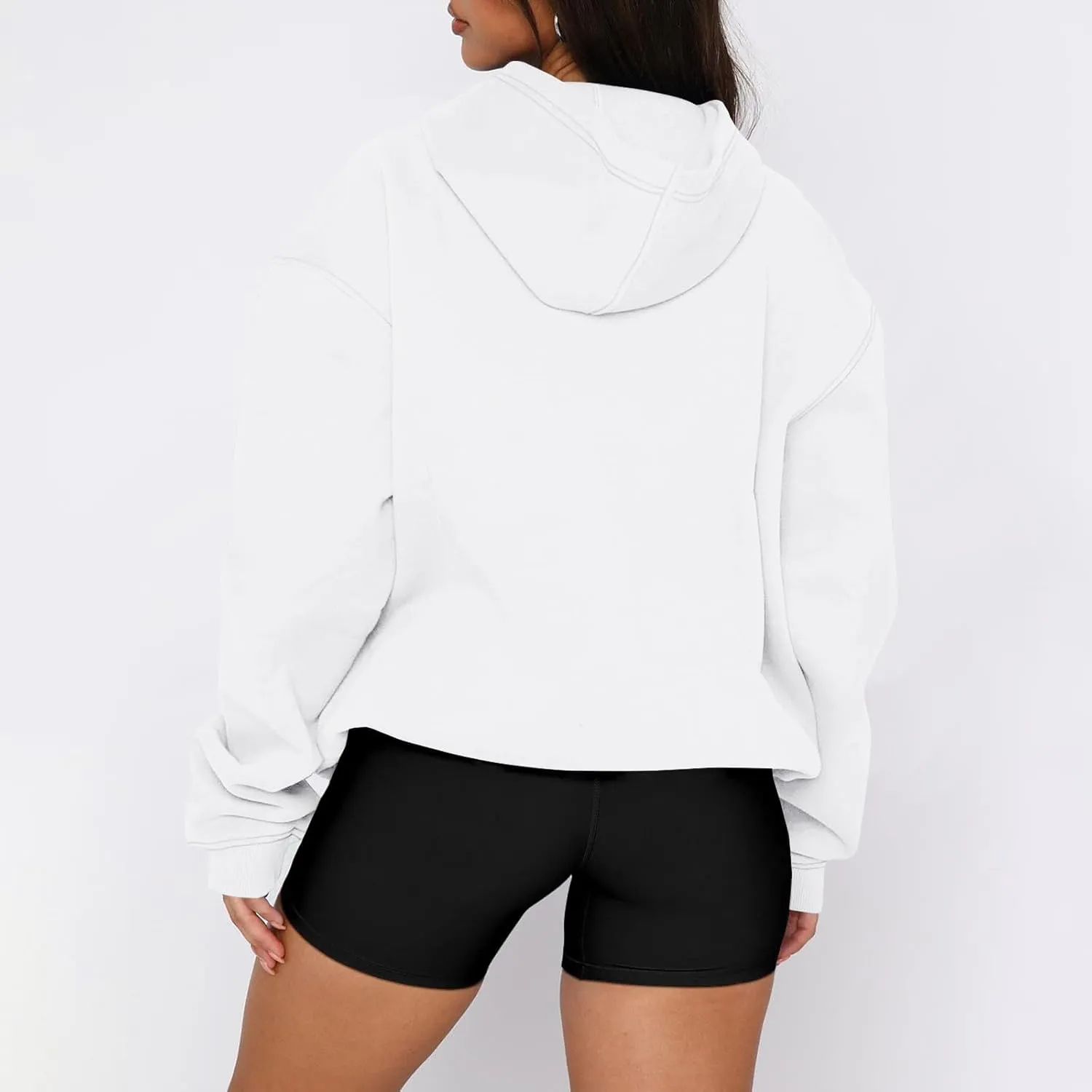 slqdgmryz Oversized Sweatshirt for Women Fleece Preppy Cozy Cute Hoodies Y2k Soft Drop Shoulder Plain Hoodie with Pockets