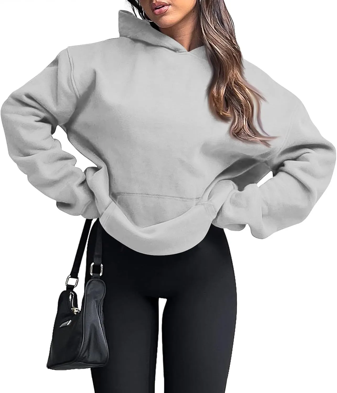 slqdgmryz Oversized Sweatshirt for Women Fleece Preppy Cozy Cute Hoodies Y2k Soft Drop Shoulder Plain Hoodie with Pockets