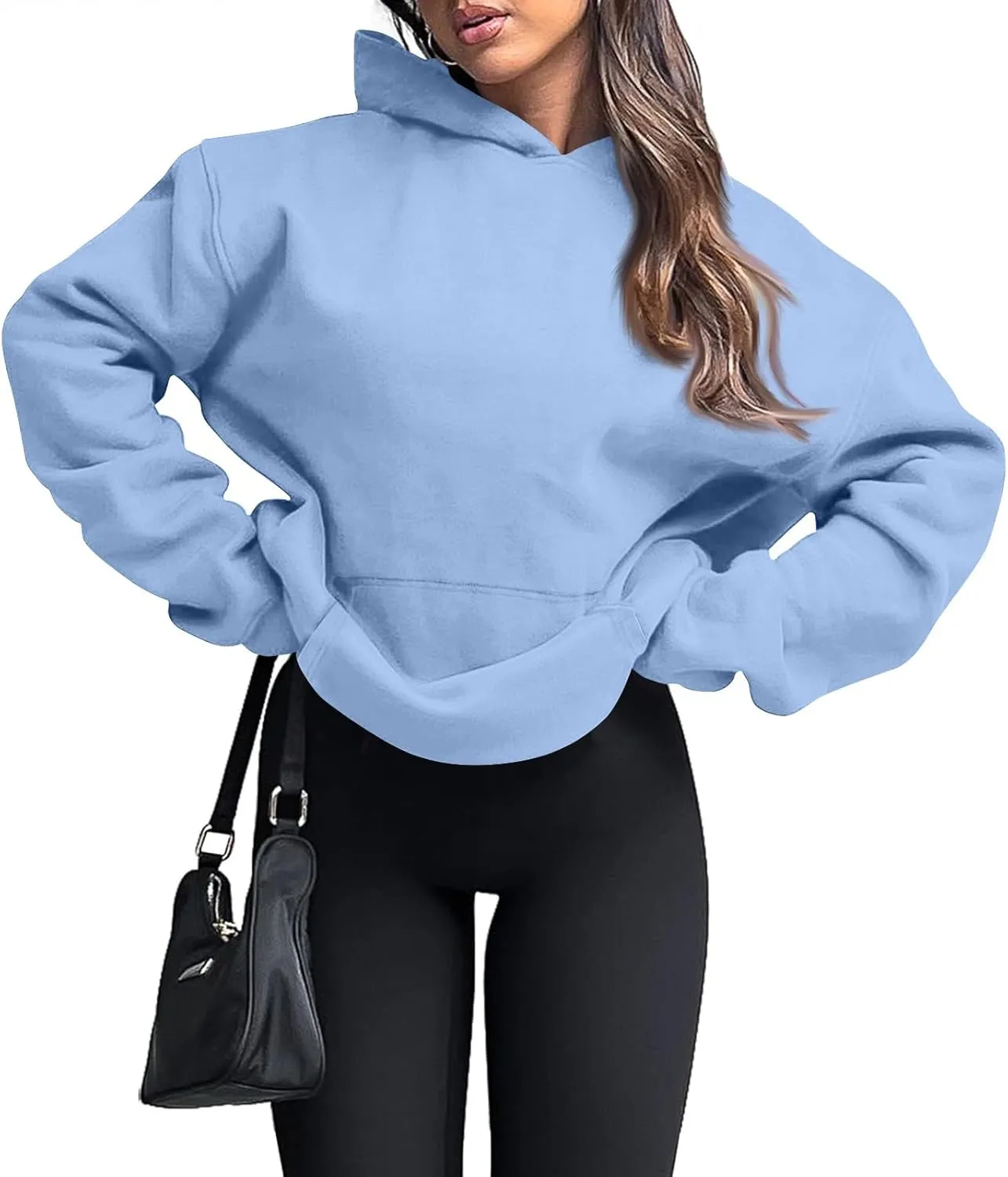 slqdgmryz Oversized Sweatshirt for Women Fleece Preppy Cozy Cute Hoodies Y2k Soft Drop Shoulder Plain Hoodie with Pockets