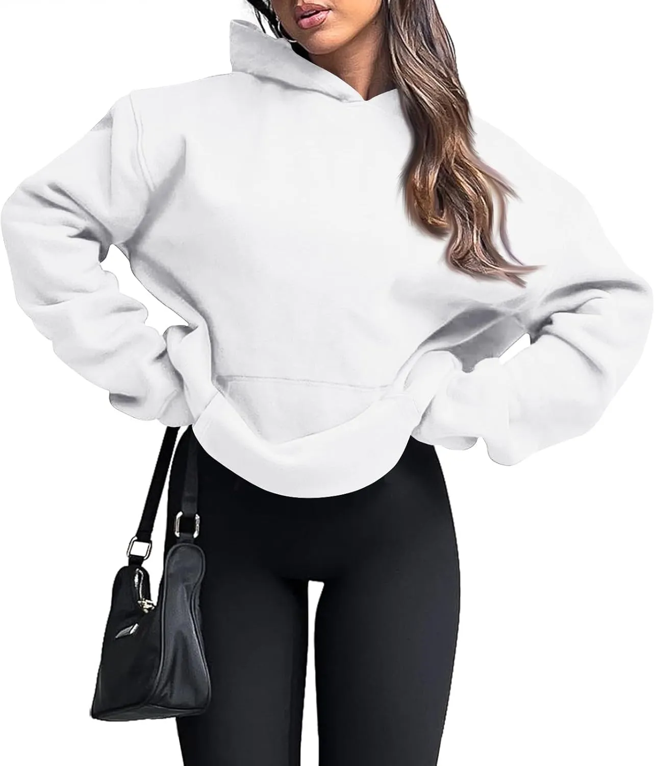 slqdgmryz Oversized Sweatshirt for Women Fleece Preppy Cozy Cute Hoodies Y2k Soft Drop Shoulder Plain Hoodie with Pockets