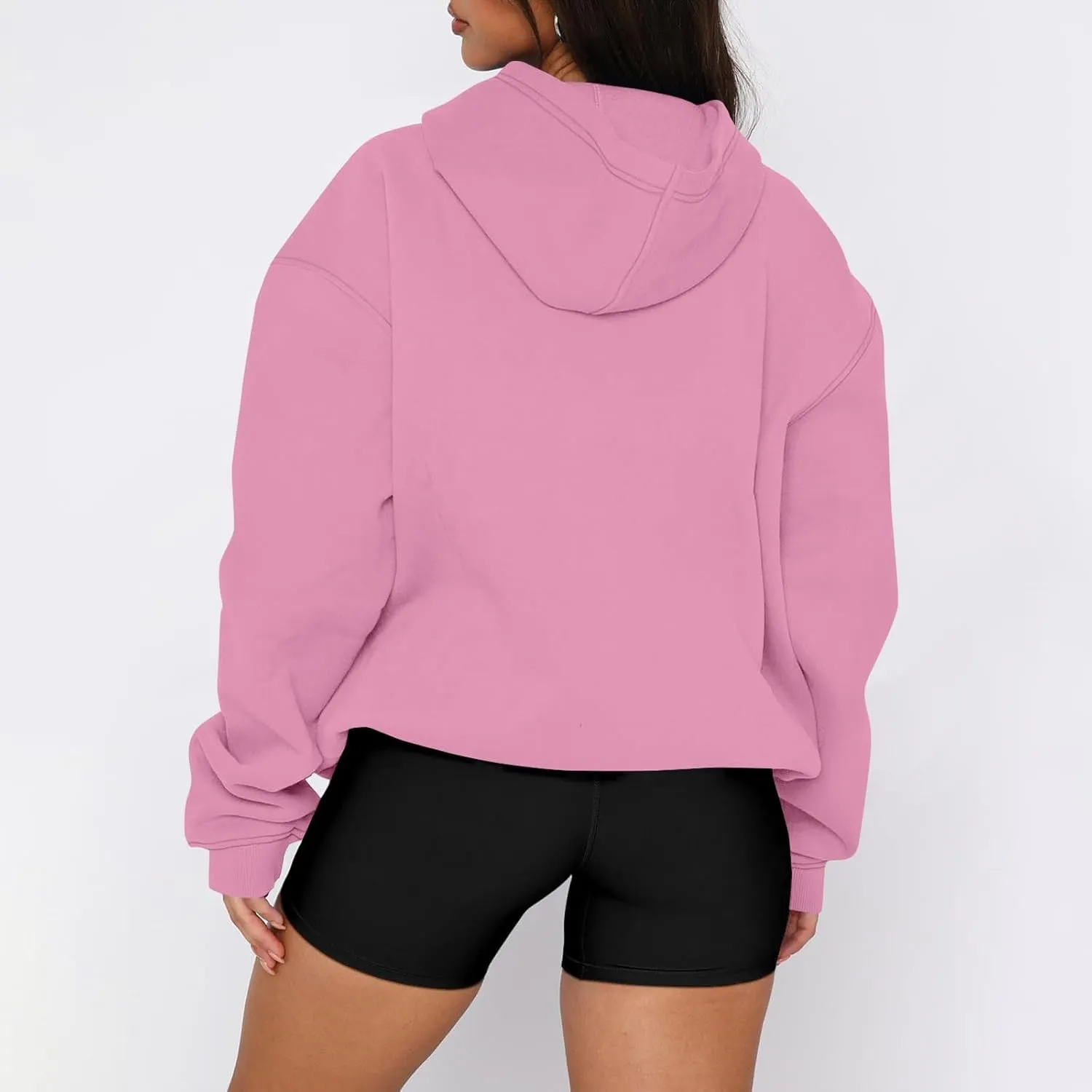 slqdgmryz Oversized Sweatshirt for Women Fleece Preppy Cozy Cute Hoodies Y2k Soft Drop Shoulder Plain Hoodie with Pockets