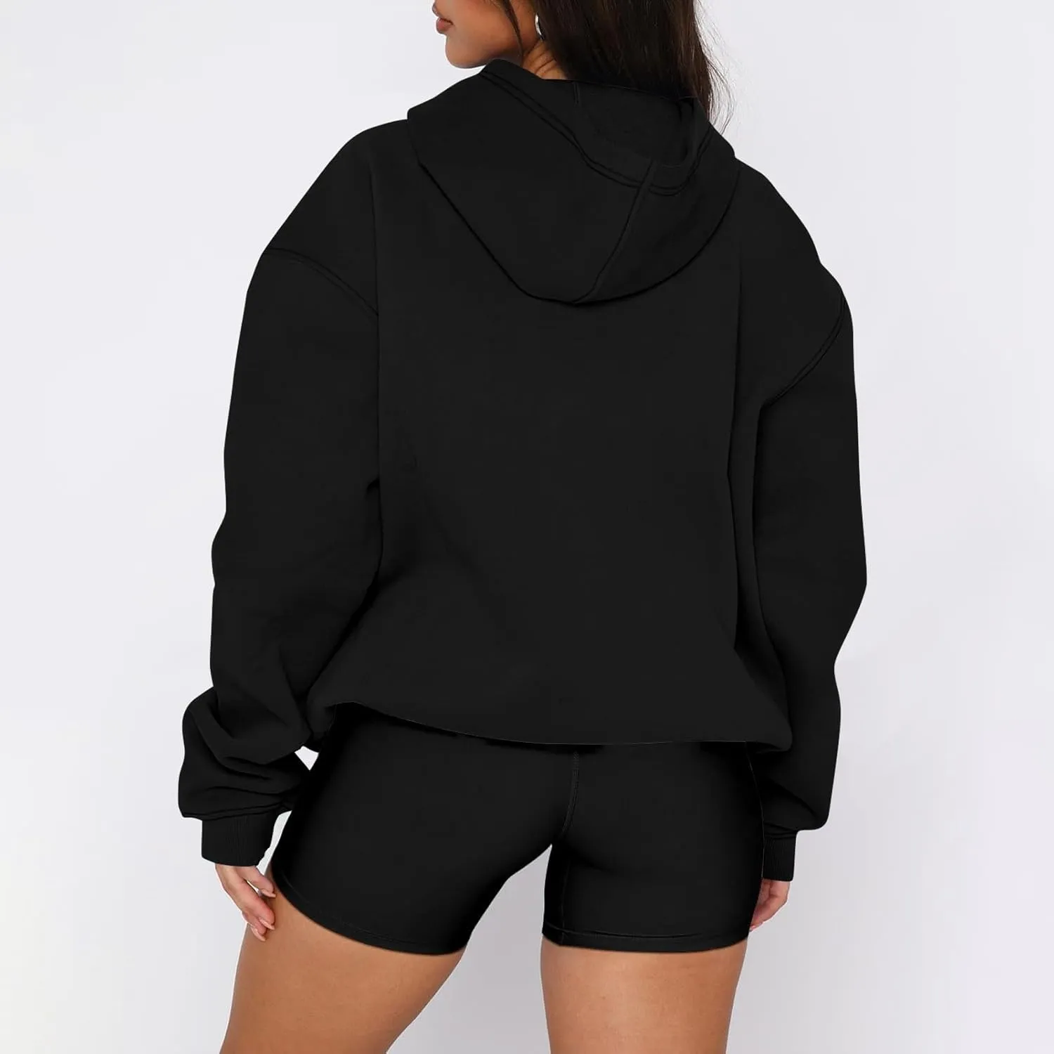 slqdgmryz Oversized Sweatshirt for Women Fleece Preppy Cozy Cute Hoodies Y2k Soft Drop Shoulder Plain Hoodie with Pockets