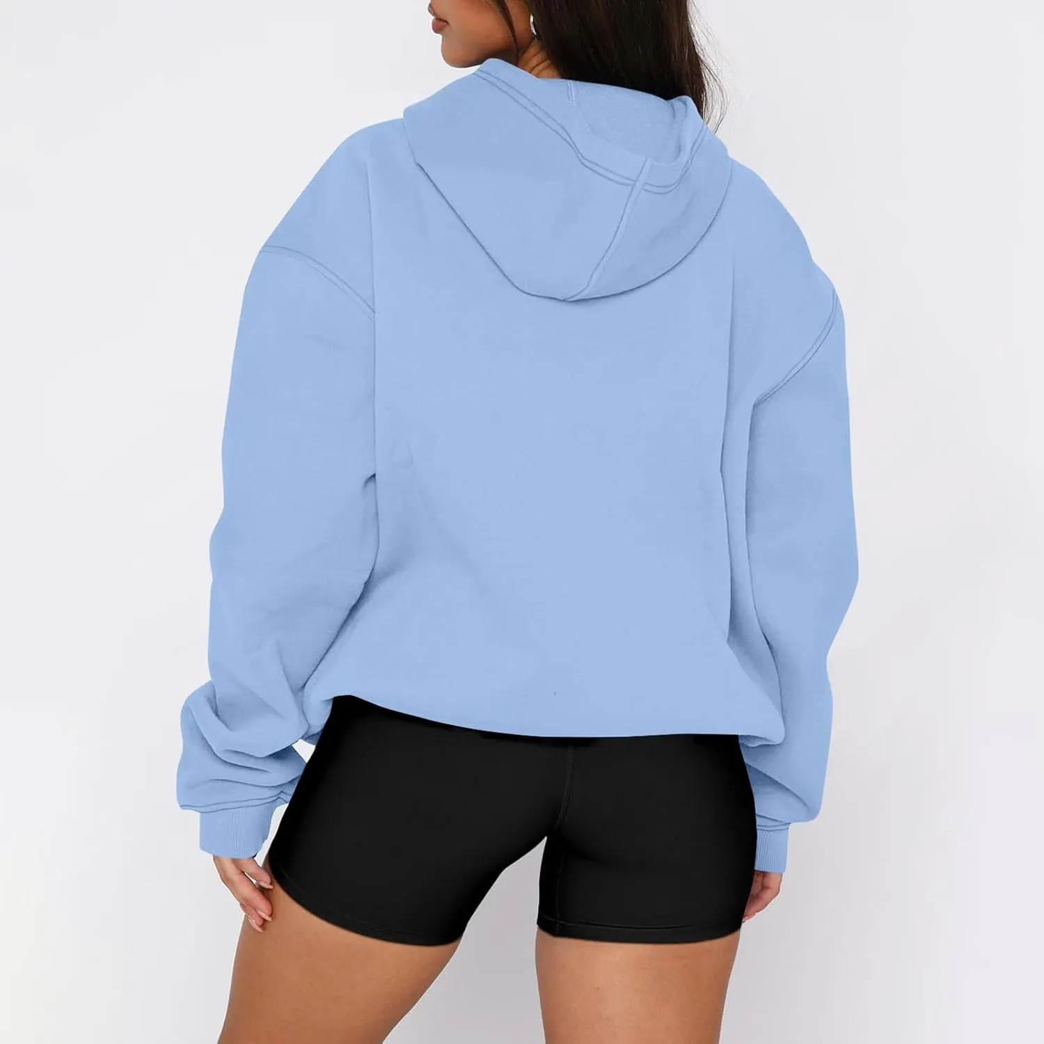 slqdgmryz Oversized Sweatshirt for Women Fleece Preppy Cozy Cute Hoodies Y2k Soft Drop Shoulder Plain Hoodie with Pockets
