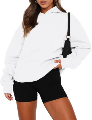 slqdgmryz Oversized Sweatshirt for Women Fleece Preppy Cozy Cute Hoodies Y2k Soft Drop Shoulder Plain Hoodie with Pockets
