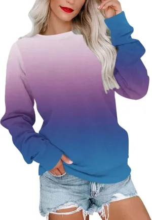 Striped Shirt for Women Long Sleeve Crewneck Sweatshirt Trendy Casual Color Block Pullover 2024 Fall Fashion Clothes