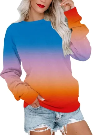 Striped Shirt for Women Long Sleeve Crewneck Sweatshirt Trendy Casual Color Block Pullover 2024 Fall Fashion Clothes