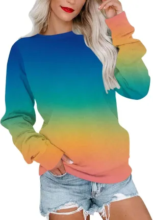 Striped Shirt for Women Long Sleeve Crewneck Sweatshirt Trendy Casual Color Block Pullover 2024 Fall Fashion Clothes