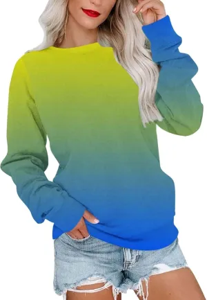 Striped Shirt for Women Long Sleeve Crewneck Sweatshirt Trendy Casual Color Block Pullover 2024 Fall Fashion Clothes