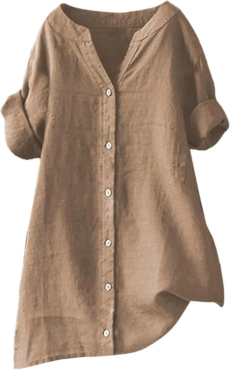 Summer Cute Tees Outfits Blouse 2025 Womens Tops Spring Summer Solid Color Shirt Long Sleeve Down Shirt Loose Fit