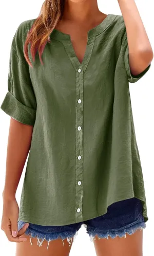 Summer Cute Tees Outfits Blouse 2025 Womens Tops Spring Summer Solid Color Shirt Long Sleeve Down Shirt Loose Fit