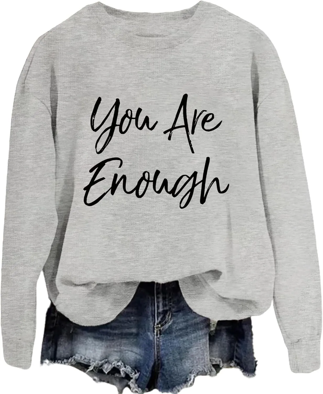 Sweatshirt for Women You are Enough Inspirational Graphic Tees Fashion Long Sleeve Shirts Crewneck Fall Sweaters