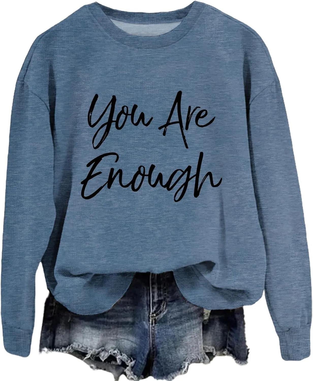 Sweatshirt for Women You are Enough Inspirational Graphic Tees Fashion Long Sleeve Shirts Crewneck Fall Sweaters