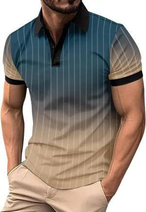 T Shirts for Man Lapel Thousands of Bird Grid Pockets Casual Top T Shirt Mens Golf Shirts Casual Classic Lightweight
