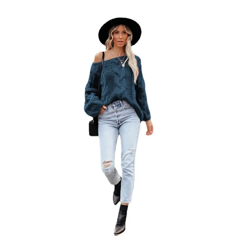 TastyHottie - Women's loose knitted sweaters European and American round neck fashionable pullover sweaters