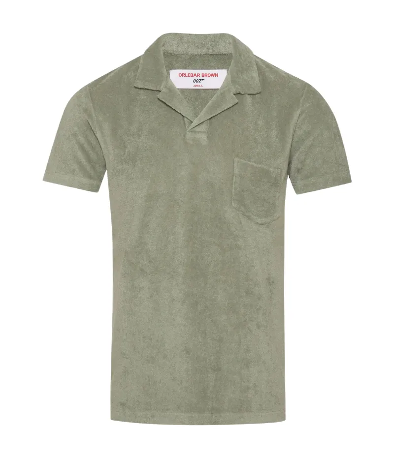 Terry Towelling Polo in Penny Green