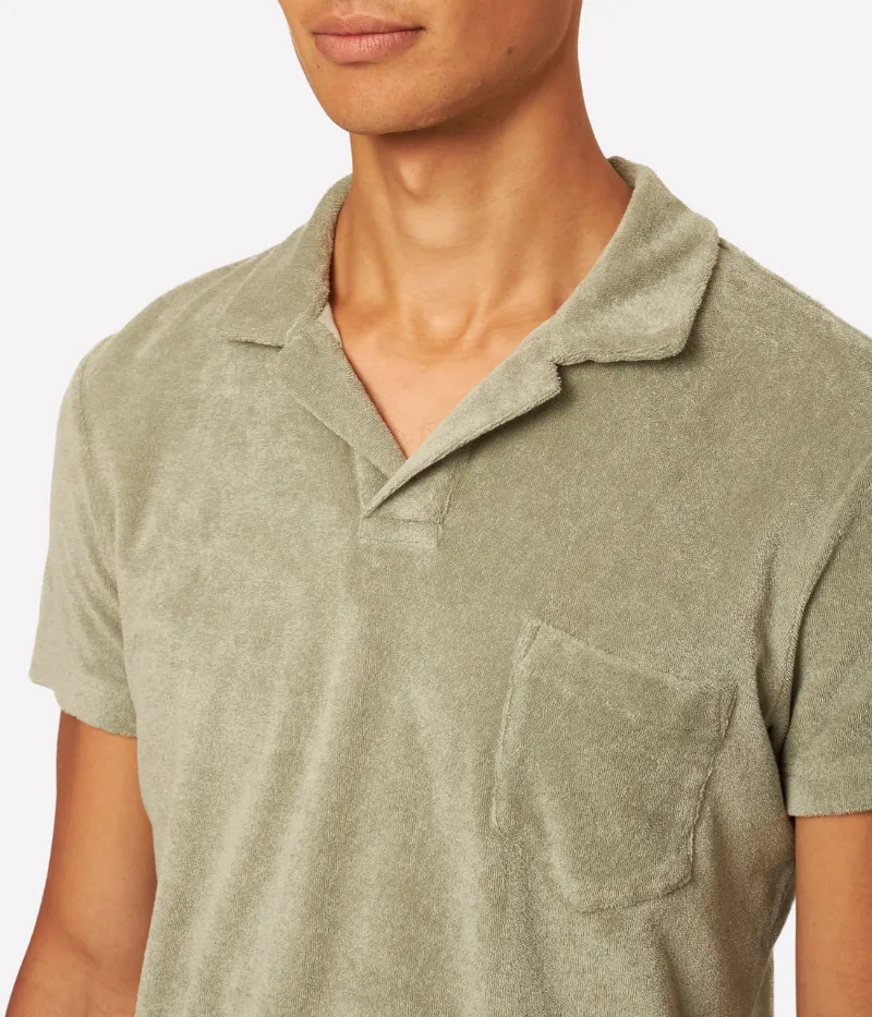 Terry Towelling Polo in Penny Green