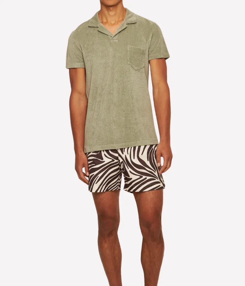 Terry Towelling Polo in Penny Green