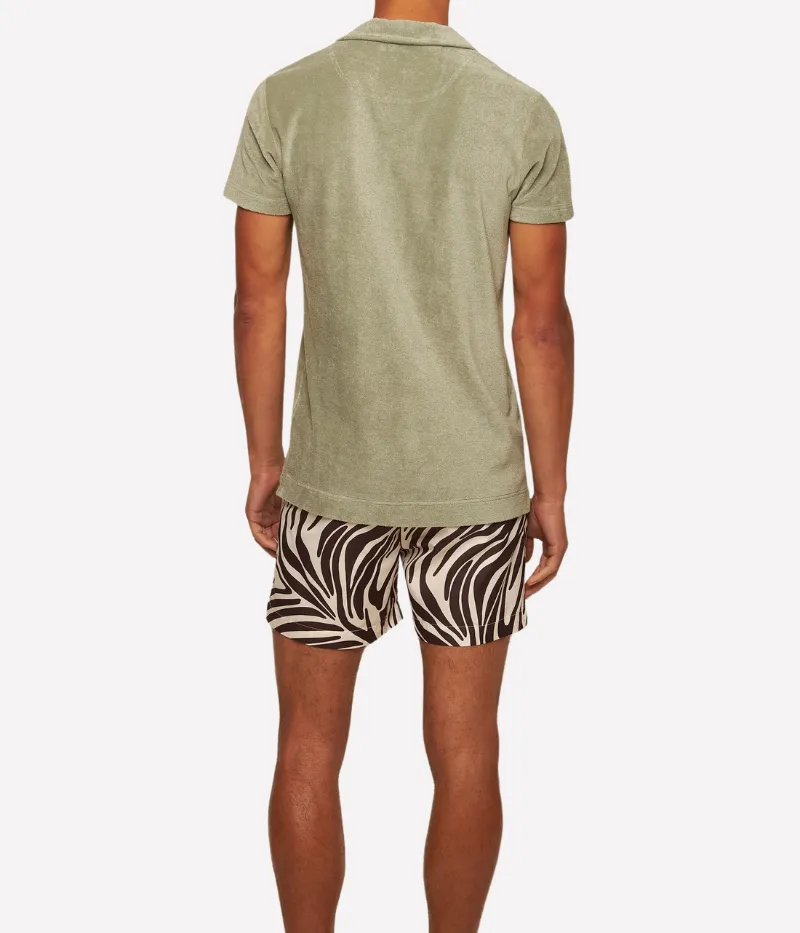Terry Towelling Polo in Penny Green