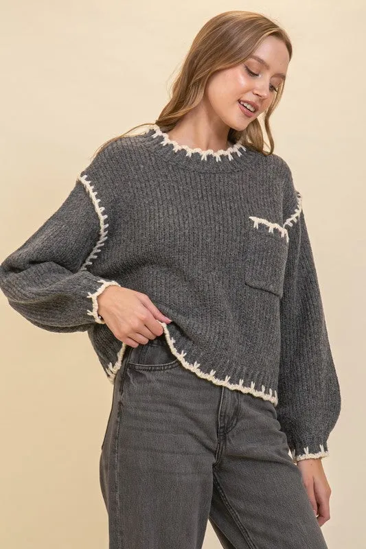 Toasty Charm Cable Knit Crochet Sweater
