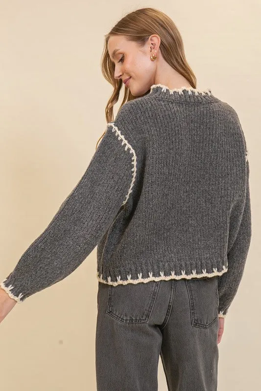 Toasty Charm Cable Knit Crochet Sweater